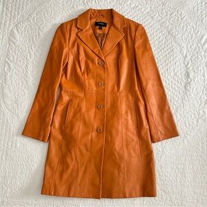 Vintage Colebrook Women's Long Leather Trench Coat Jacket Small